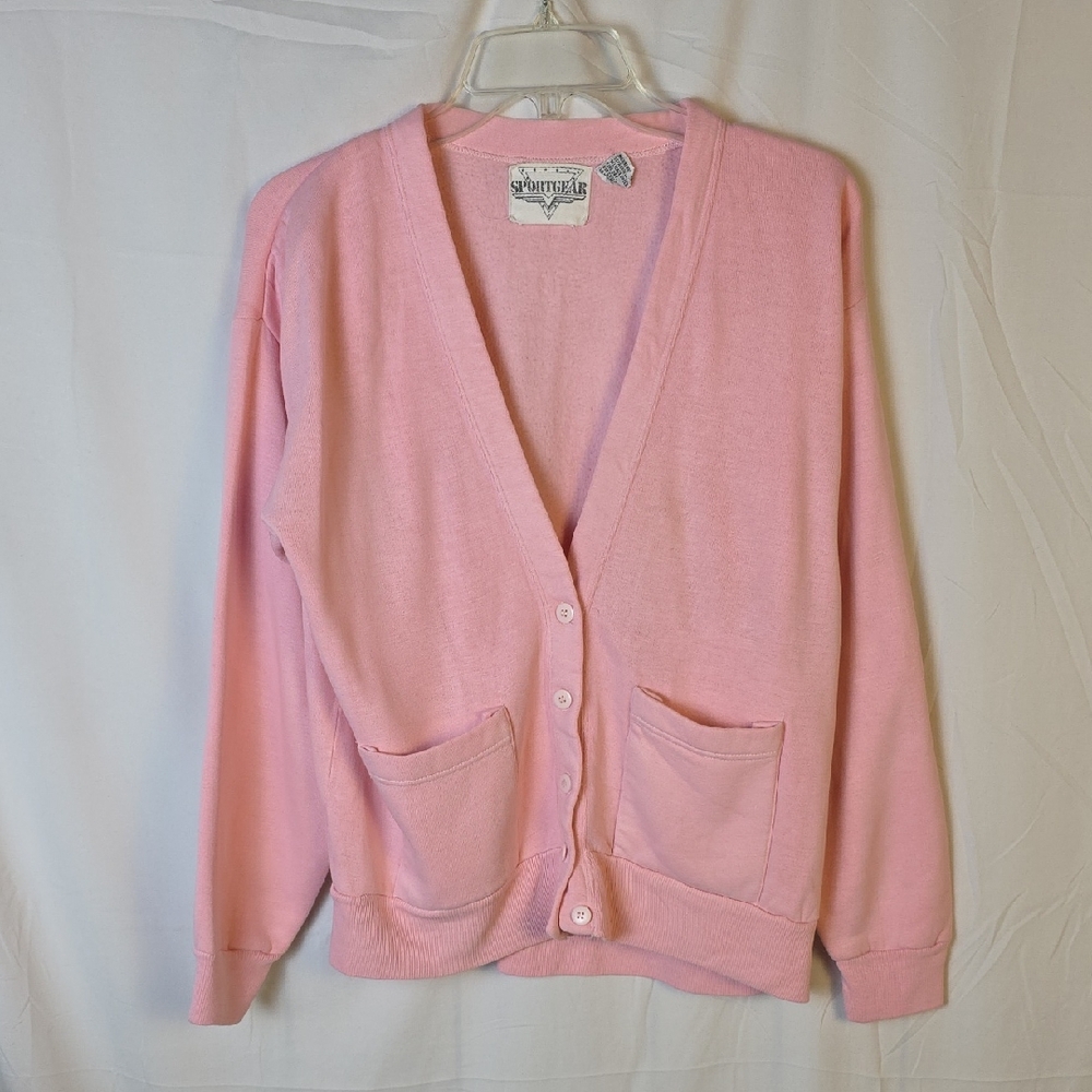 Vintage Pink V-Neck Cardigan Sweater